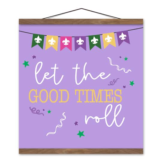 Let The Good Times Roll Teak Hanging Canvas